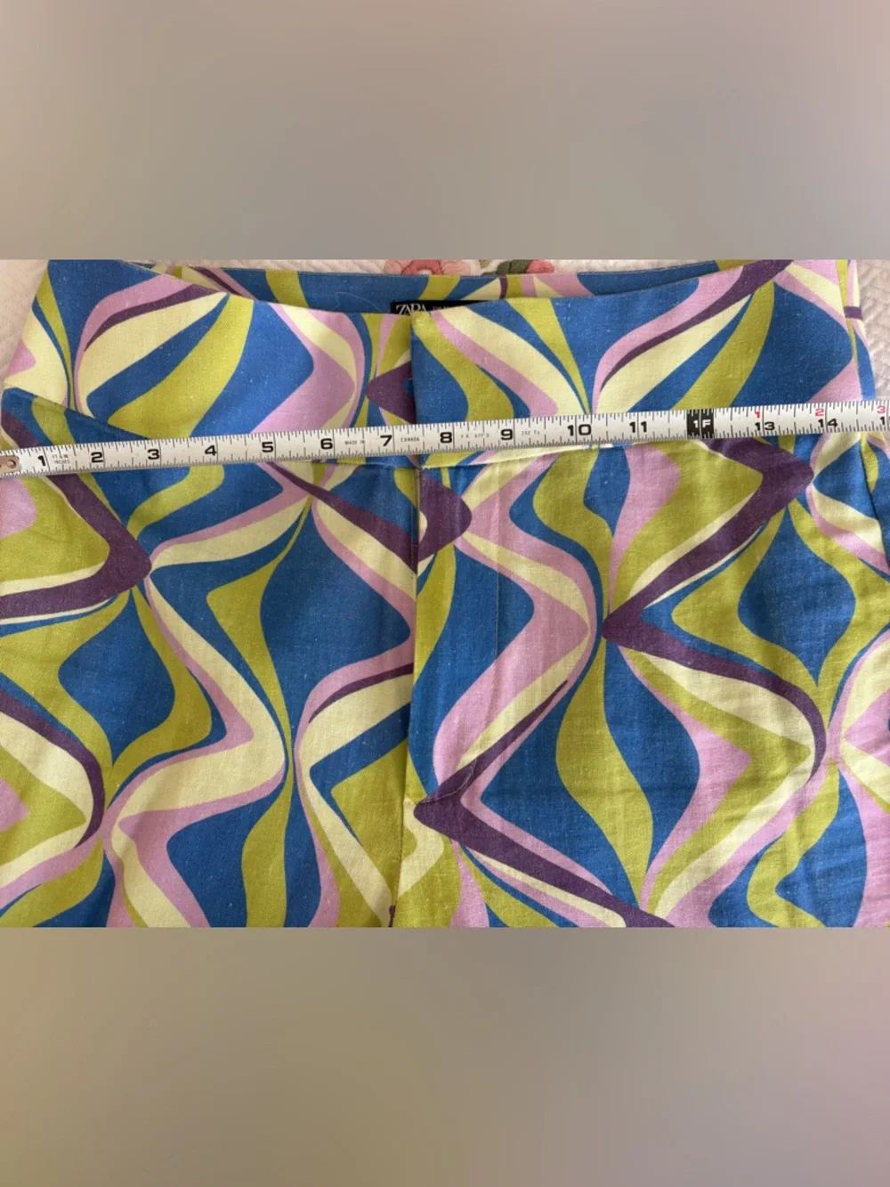 Zara hippy chic Graphic Print Pants - Blue Green Purple - Picture 4 of 7